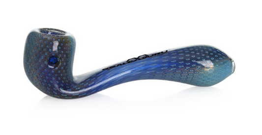 Glass Guru Handpipe 6" Bubble Silver Fumed Mix Blue